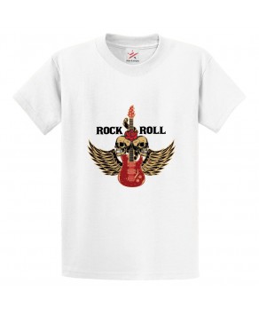 Rock n Roll With Guitar Unisex Classic Kids and Adults T-Shirt for Music Fans